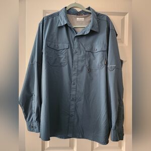 Columbia Mens Omni-Shade Long Sleeve Shirt Size XL Teal Blue Outdoor Fishing SPF